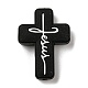 Cross with Word Jesus Silicone Focal Beads(X-SIL-G006-01A)-1