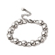 304 Stainless Steel Flat Round Link Chain Bracelet(BJEW-Q776-02C-01)-1