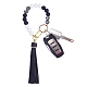 Silicone Round Beaded Keychain with Imitation Leather Tassel(KEYC-SW00005-01)-1