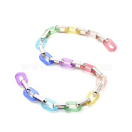 Handmade Cable Chains, with Transparent Acrylic Linking Rings and CCB Plastic Linking Rings, Oval, for Jewelry Making, Colorful, Link: 31x19x5mm, 29x12x6.5mm, 39.37 inch(1m)/strand(AJEW-JB00581)