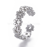 Adjustable Brass Toe Rings, Open Cuff Rings, Open Rings, Flower, Platinum, Size 4, Inner Diameter: 14.5mm(RJEW-EE0002-12P)