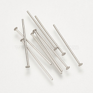 304 Stainless Steel Flat Head Pins, Stainless Steel Color, 30x0.7mm, head: 1.5mm(STAS-S076-75-30mm)
