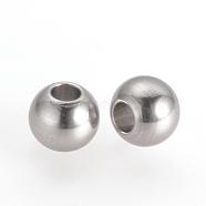 201 Stainless Steel Spacer Beads, Round, Stainless Steel Color, 6x5mm, Hole: 2mm(STAS-Q210-79)