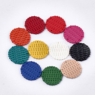 Acrylic Pendants, Imitation Woven Rattan Pattern, Flat Round, Mixed Color, 38x5mm, Hole: 1.5mm(OACR-T010-04)