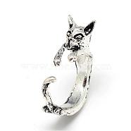 Adjustable Alloy Cuff Finger Rings, Wolf, Size 7, Antique Silver, 17mm(RJEW-S038-075)