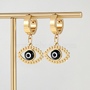Stainless Steel Hoop Earrings for Women, Evil Eye, Golden, 32x13mm(NY6298)