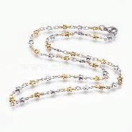 304 Stainless Steel Chain Necklaces, with Lobster Claw Clasps, Star, Golden & Stainless Steel Color, 17.3  inch~17.7 inch(44~45cm)(STAS-P164-26GP)