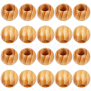 Olycraft Pinewood Beads, Round, BurlyWood, 35x31mm, Hole: 14.5mm, 20pcs(WOOD-OC0002-01)