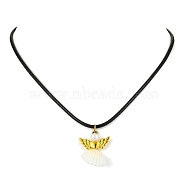Natural Shell Fairy Pendant Necklace, with Waxed Polyester Cords, Golden, 17.91 inch(45.5cm)(NJEW-JN04612)