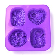 Angel Silicone Molds, Food Grade Molds, For DIY Cake Decoration, Candle, Chocolate, Candy, Soap, Purple, 177x165x28mm, Inner Diameter: 68~77x57.5~74mm(DIY-I059-05)