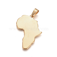 304 Stainless Steel Pendants, Map Shape, Golden, 43x31x2mm, Hole: 5x8mm(STAS-I127-025G-03)