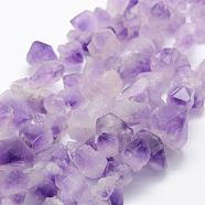 Natural Amethyst Beads Strands, Nuggets, 11~28x8~22mm, Hole: 1mm, about 34~42pcs/strand, 14.7 inch~15.1 inch(37.5~38.5cm)(G-P322-09)