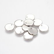 304 Stainless Steel Stamping Blank Tag Charms, Flat Round, Stainless Steel Color, 10x1mm, Hole: 1.2mm(A-STAS-K149-03B)