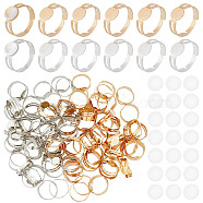 DICOSMETIC DIY Blank Dome Adjustable Ring Making Kit, Including Iron Flat Round Pad Ring Settings, Glass Cabochons, Platinum & Light Gold, 200pcs/box(DIY-DC0001-81)