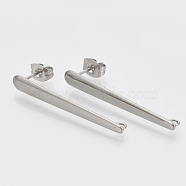 201 Stainless Steel Stud Earring Findings, with Loop and 304 Stainless Steel Pins, Stainless Steel Color, 35x4mm, Hole: 1.5mm, pin: 0.7mm(STAS-S079-45B)
