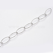 304 Stainless Steel Cable Chains, Soldered, Oval, Stainless Steel Color, 15x7x1mm(STAS-T045-02)