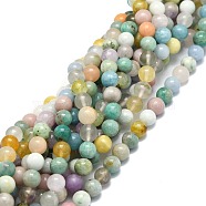 Natural Mixed Gemstone Beads Strands, Natural Amazonite & Angelite & Pink Opal & Myanmar Jade, Round, 8mm, Hole: 1mm, about 48pcs/strand, 15.55''(39.5cm)(G-E576-02B)