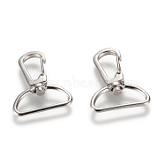 Alloy Swivel Lobster Claw Clasps, Swivel Snap Hook, Platinum, 40x30x6.5mm, Hole: 7.5x24mm(X-PALLOY-T010-05P)