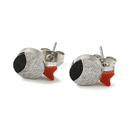 Acrylic Fish Stud Earrings, 304 Stainless Steel Earrings, Stainless Steel Color, 8x10.5mm(EJEW-P233-01P)