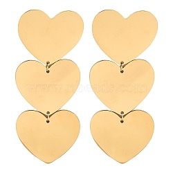 304 Stainless Steel Stud Earrings for Women, Real 18K Gold Plated, Heart, 75x30mm(EJEW-A116-01A-G)