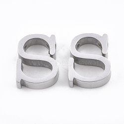 304 Stainless Steel Pendants, Stainless Steel Color, Letter, Letter.S, 11x9x3mm, Hole: 1.8mm(STAS-T041-10-S)