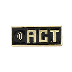 ACT Word Enamel Pins, Golden Alloy Rectangle Badge for Suit Shirt Collar, Black, 12x30x1.5mm(JEWB-M042-07B)