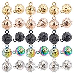 DICOSMETIC 30Pcs 5 Colors Ion Plating(IP) 304 Stainless Steel Charms, Round, Bumpy, Real 18K Gold Plated, Mixed Color, 11x8mm, Hole: 1.8mm, 6pcs/color(STAS-DC0001-09)