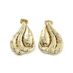 Twist Teardrop Brass Stud Earrings, Long-Lasting Plated, Lead Free & Cadmium Free, Real 18K Gold Plated, 25.5x19mm(EJEW-Q811-12G)