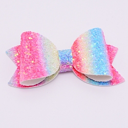 Handmade Non Woven Fabric Costume Accessories, with Sequins/ Paillettes and Plastic, Hair Findings Accessories, Colorful, 70x35x4mm(DIY-WH0221-88F)