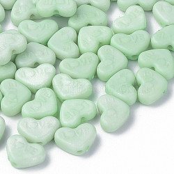 Opaque Acrylic Beads, Dyed, Heart with Word Love, Aquamarine, 10x13.5x4.5mm, Hole: 1.8mm, about 2300pcs/500g(MACR-S373-128-S08)