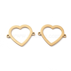 Ion Plating(IP) Non-Tarnish 304 Stainless Steel Hollow Connector Charms, Heart Links, Golden, 14.5x19x1mm, Hole: 1mm(STAS-P332-07G)