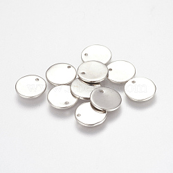 Non-Tarnish 304 Stainless Steel Stamping Blank Tag Charms, Flat Round, Stainless Steel Color, 10x1mm, Hole: 1.2mm(A-STAS-K149-03B)