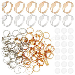 DIY Blank Dome Adjustable Ring Making Kit, Including Iron Flat Round Pad Ring Settings, Glass Cabochons, Platinum & Light Gold, 200pcs/box(DIY-DC0001-81)
