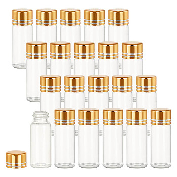 Elite 20Pcs Glass Empty Refillable Bottle, with Aluminum Cover, Travel Cosmetic Containers, Column, Clear, 4.3cm, Capacity: 4ml(0.14fl. oz)