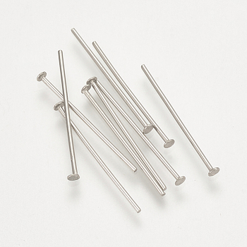 304 Stainless Steel Flat Head Pins, Stainless Steel Color, 30x0.7mm, head: 1.5mm