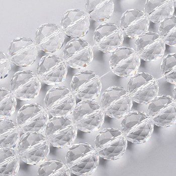 Glass Bead Strands, Faceted, Round, Clear, 19.5mm, Hole: 2mm, about 12pcs/strand, 8.6 inch(22cm)