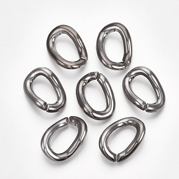 UV Plating ABS Plastic Linking Rings, Quick Link Connectors, For Curb Chains Making, Unwelded, Twist, Gunmetal, 29x21x9mm, Inner Diameter: 11x19mm