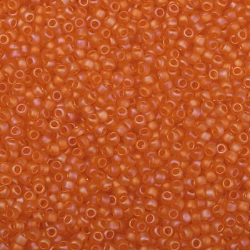 TOHO Round Seed Beads, Japanese Seed Beads, (174F) Light Hyacinth Orange Transparent Rainbow Matte, 8/0, 3mm, Hole: 1mm, about 1110pcs/50g