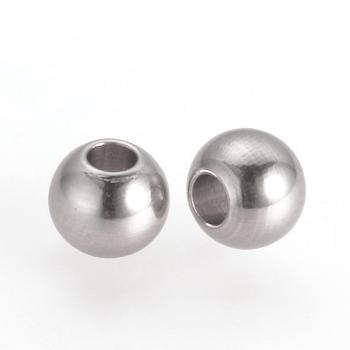 201 Stainless Steel Spacer Beads, Round, Stainless Steel Color, 6x5mm, Hole: 2mm