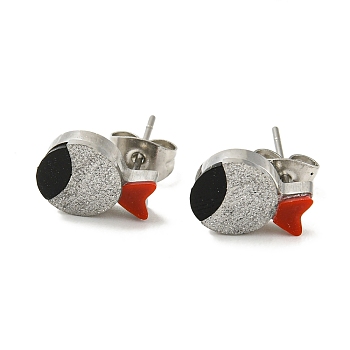 Acrylic Fish Stud Earrings, 304 Stainless Steel Earrings, Stainless Steel Color, 8x10.5mm
