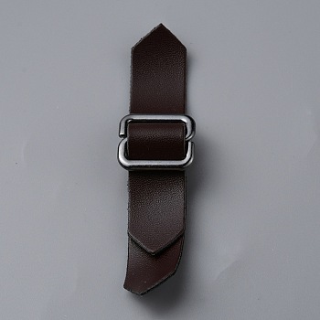 PU Leather Buckles, Tab Closures, Cloak Clasp Fasteners, with Zinc Alloy Findings, Coconut Brown, 73~107x14.5x8mm