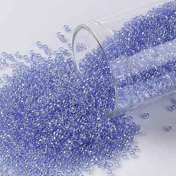 TOHO Round Seed Beads, Japanese Seed Beads, (107) Transparent Luster Light Sapphire, 15/0, 1.5mm, Hole: 0.7mm, about 15000pcs/50g