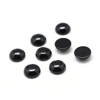 Dyed Natural Black Agate Gemstone Cabochons, Half Round, 12x5mm