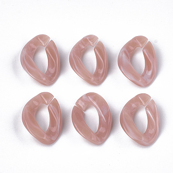 Acrylic Linking Rings, Quick Link Connectors, For Curb Chains Making, Imitation Gemstone Style, Twist, Rosy Brown, 23x16.5x5.5mm, Hole: 11.5x6mm, about 580pcs/500g