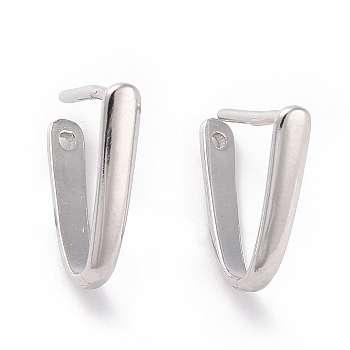 Anti-Tarnish Rhodium Plated 925 Sterling Silver Ice Pick Pinch Bails, Platinum, 11x2mm, Hole: 0.9mm, Pin: 0.8mm