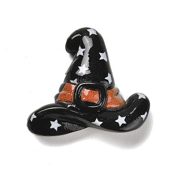Hallowmas Opaque Resin Decoden Cabochons, Witch Hat, Black, 23x26x8.5mm