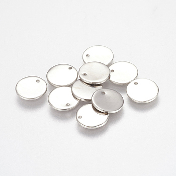 304 Stainless Steel Stamping Blank Tag Charms, Flat Round, Stainless Steel Color, 10x1mm, Hole: 1.2mm