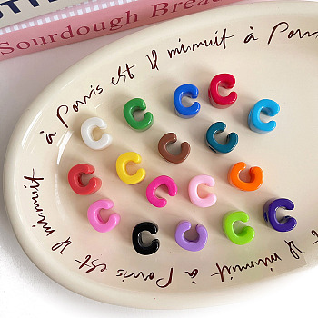 Opaque Acrylic European Beads, Large Hole Beads, Mixed Color, Letter C, 20.5x16.7x13.6mm, Hole: 6.3mm, 138~252pcs/500g