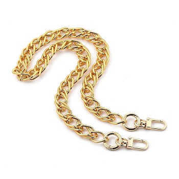 Bag Handles, Wallet Chains, with Zinc Alloy Swivel Clasps, Aluminum Double Link Chains, for Bag Straps Replacement Accessories, Golden, 23.85 inch(60.6cm)