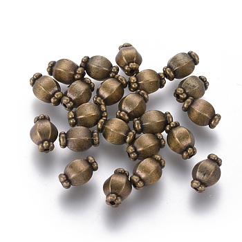 Tibetan Style Spacer Beads, Zinc Alloy Beads, Lead Free, Cadmium Free & Nickel Free, Candy, Antique Bronze Color, Size: about 7mm in diameter, 10mm long, hole: 1mm